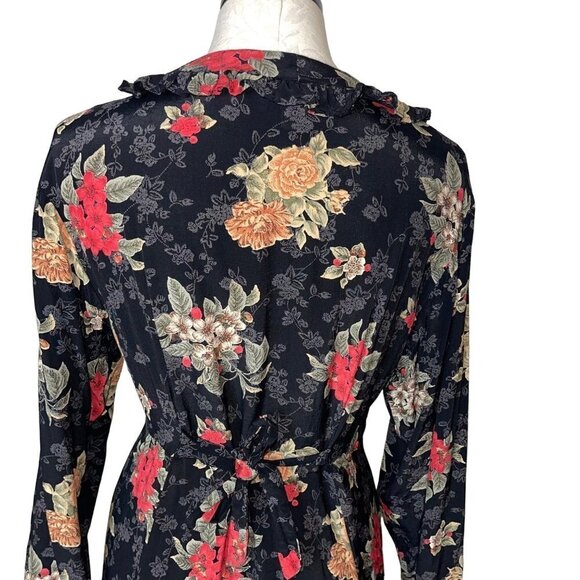 Kamellia By Desire Womens Dress Black Size Small Vintage Floral Tie Back Maxi - Picture 7 of 16